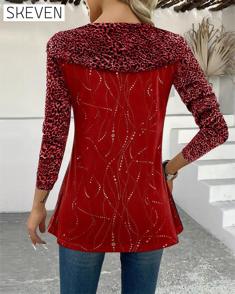 Leopard Print Long-Sleeved Top