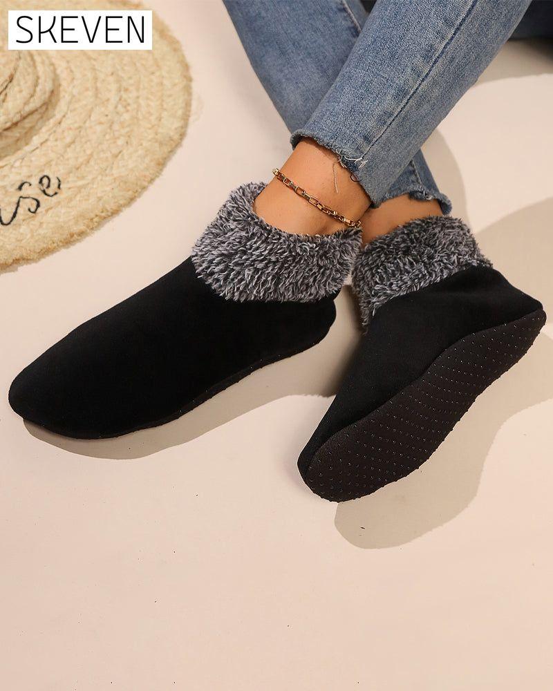 Chaussettes montantes antidérapantes en peluche