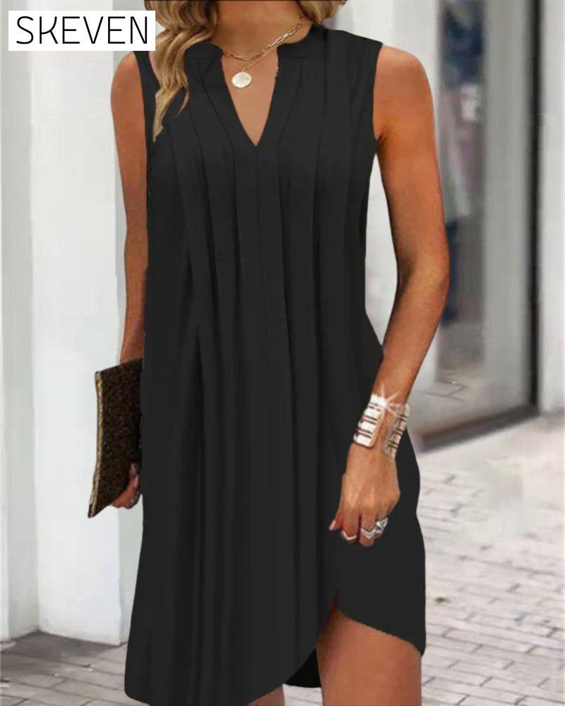 Sleeveless V Neck Casual Dress