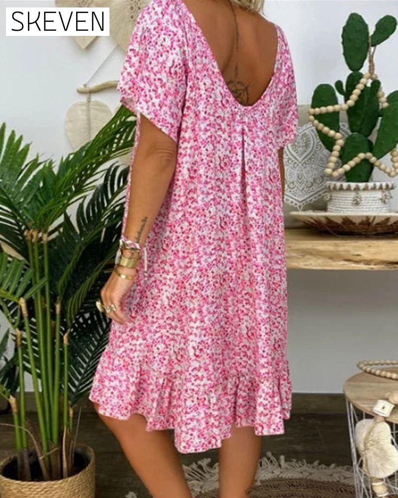 Floral Rrint Ruffle Sleeve Dress 23BF Casual Dresses Clothes Dresses SALE Spring Summer