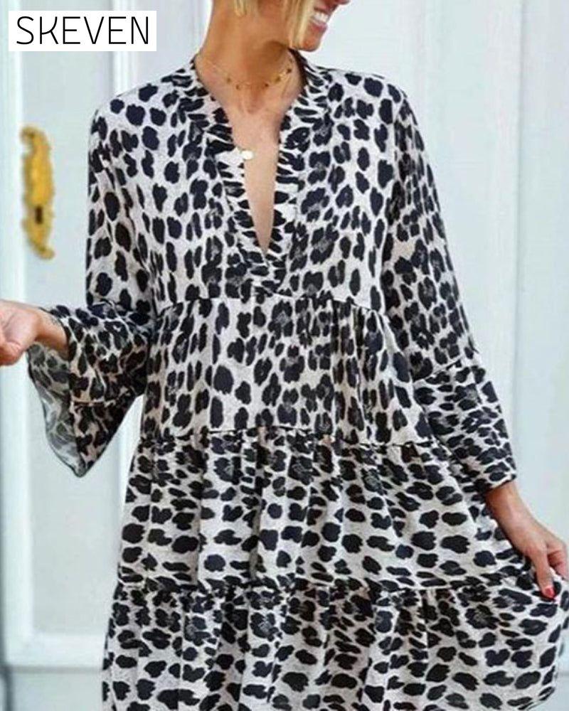 Loose leopard print dress 23BF Casual Dresses Clothes Dresses Spring Summer Vacation Dresses