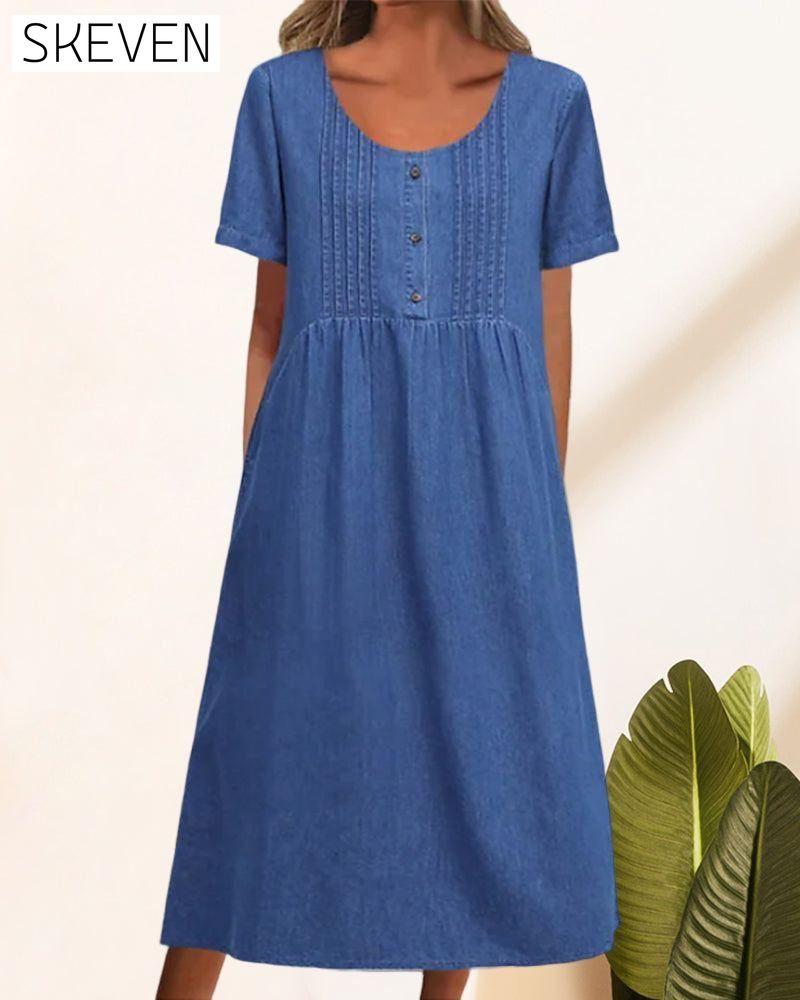 Denim short sleeve dress 23BF Casual Dresses Clothes Dresses
