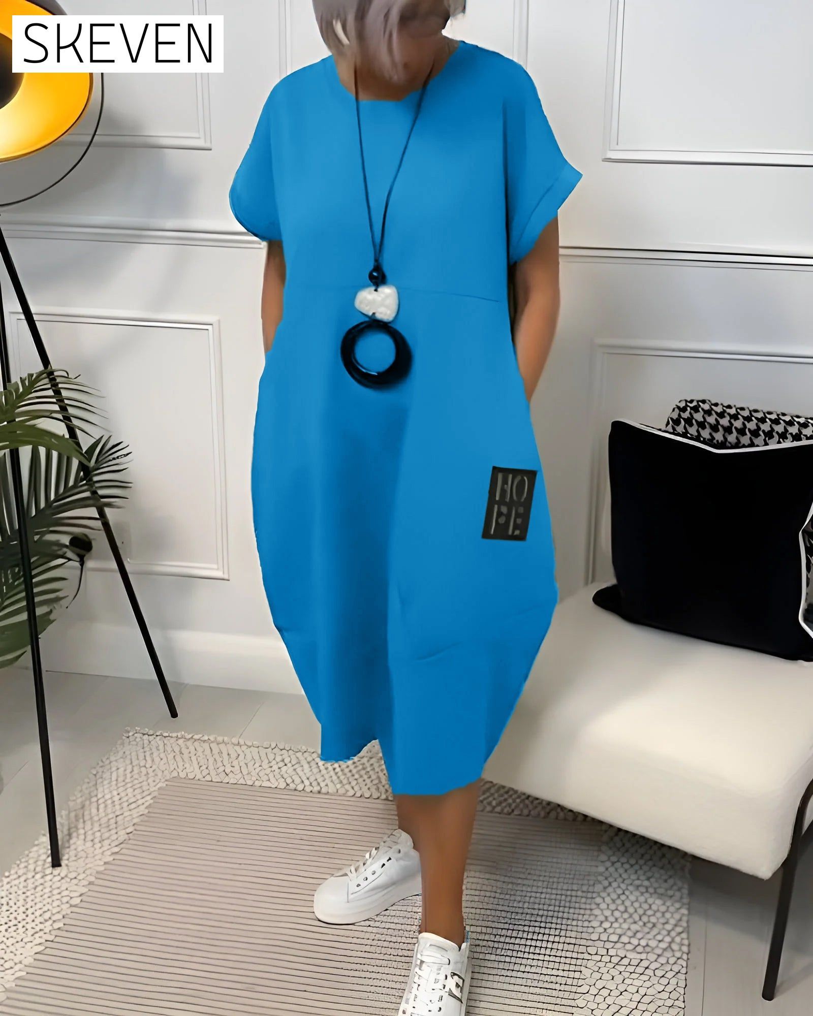Simple letter print short sleeve casual dress