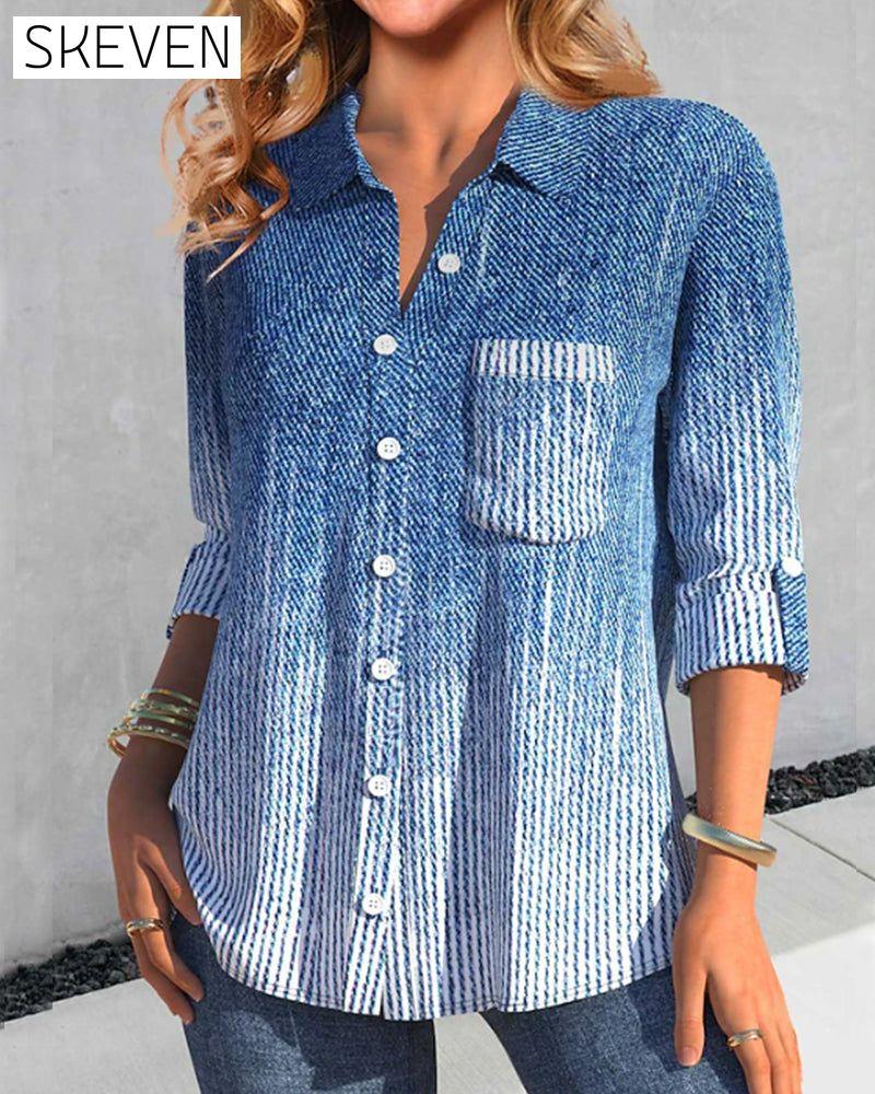 Breasted Blouses with pocket