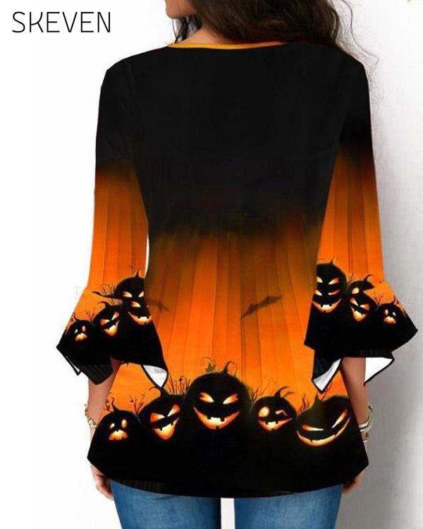 Irregular Halloween Print Top