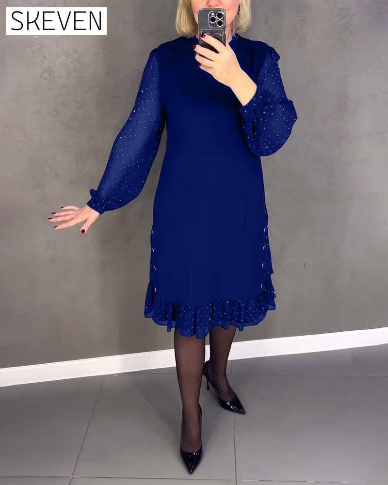 Langärmeliges Kleid mit Polka-Dots