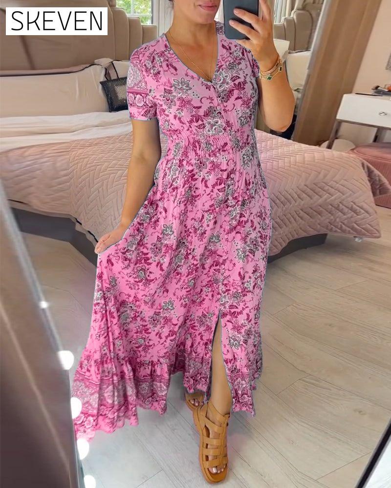 Floral print v-neck dress