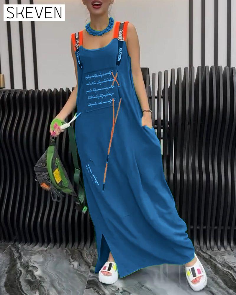 Ärmelloses Kleid mit personalisiertem Buchstabenprint