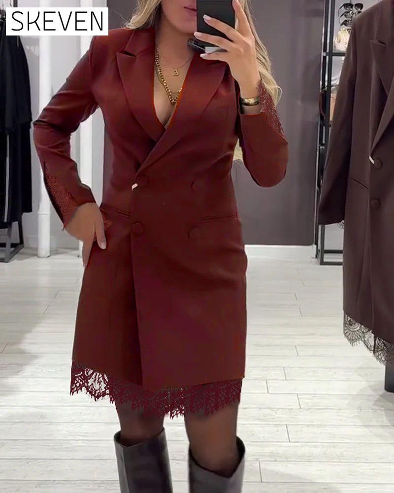 V-Neck Spliced Work Dress