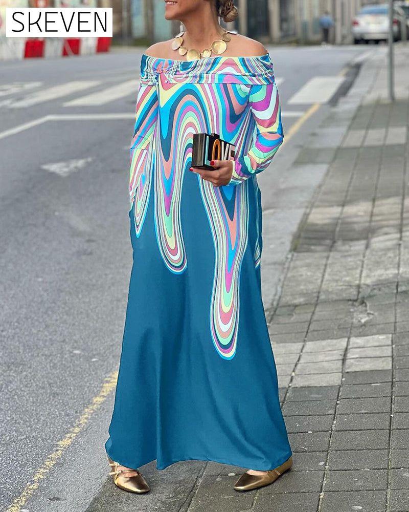 Long sleeve off shoulder elegant maxi dress
