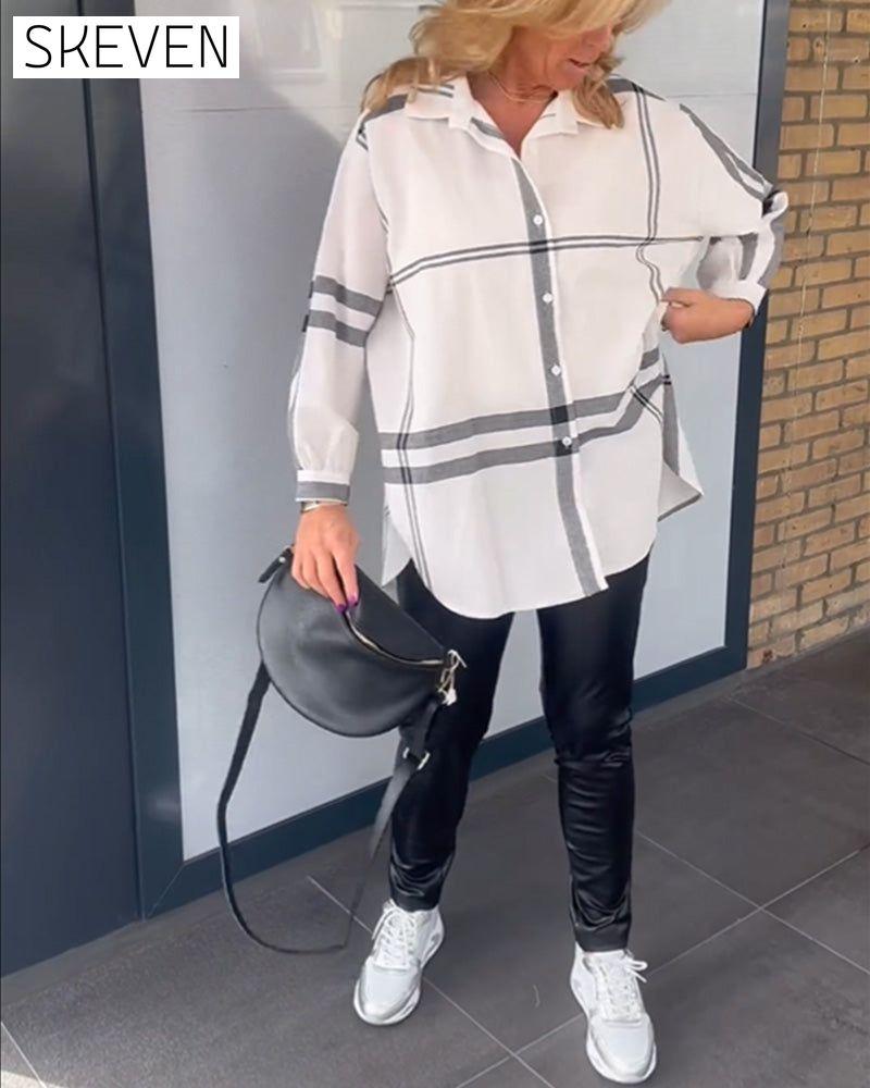 Casual lapel plaid shirt