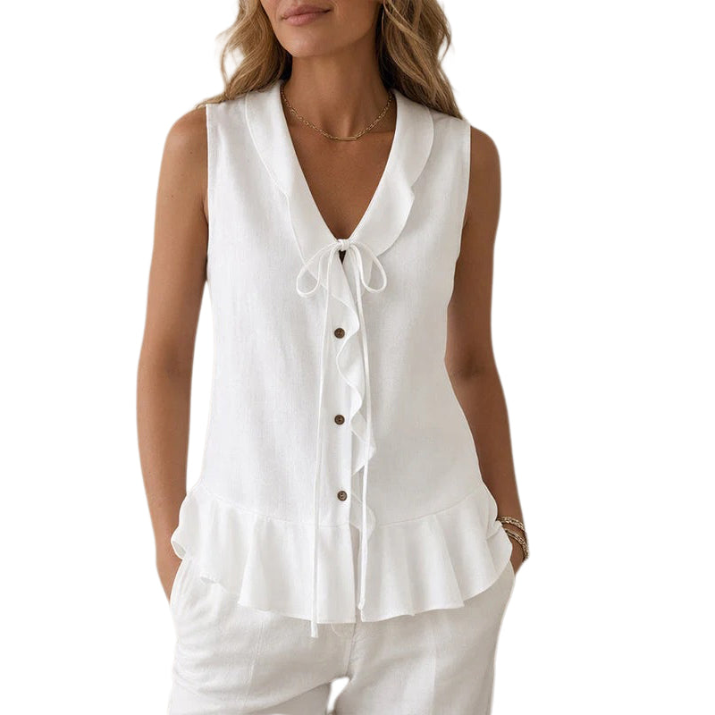 Ruffle Tie Sleeveless Tank Top