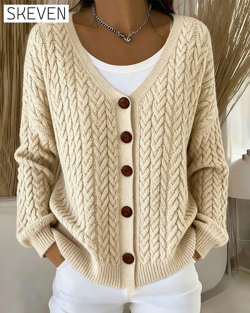 Langärmelige Strickjacke aus dickem Strick