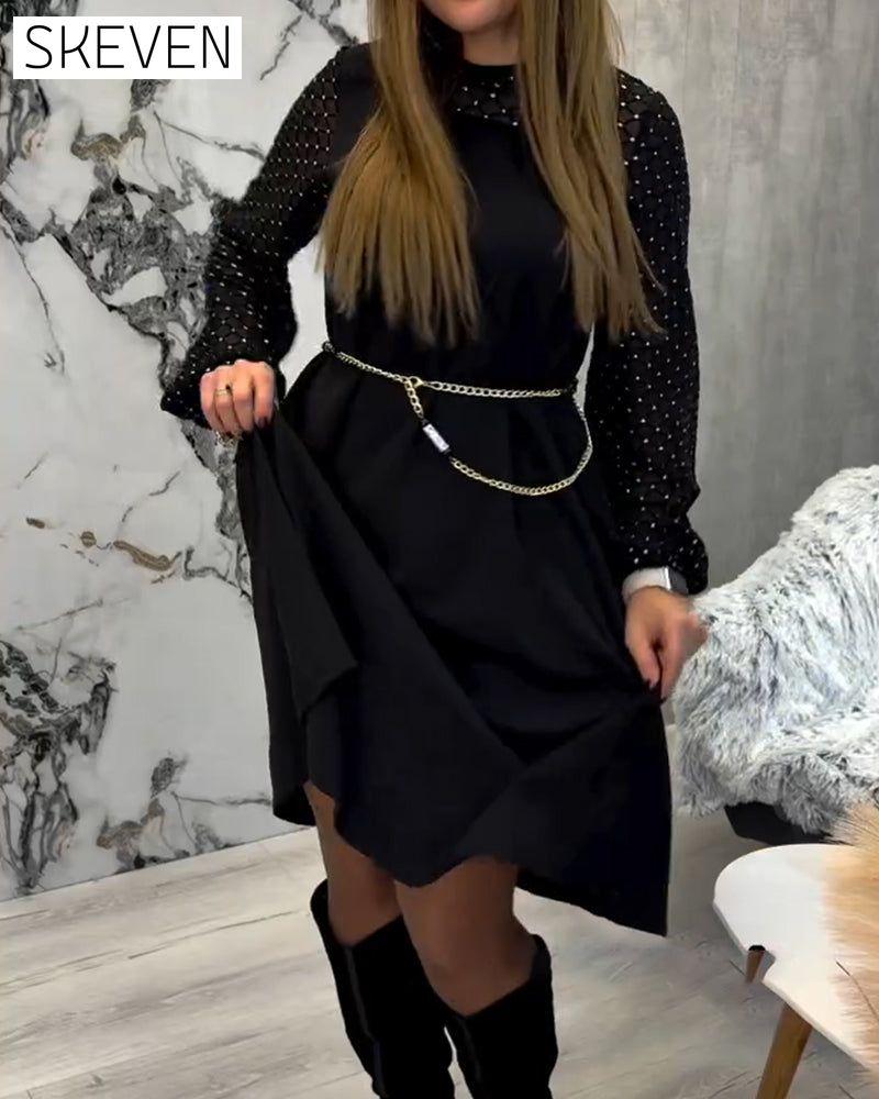 Sparkling Patchwork Round Neck Dress