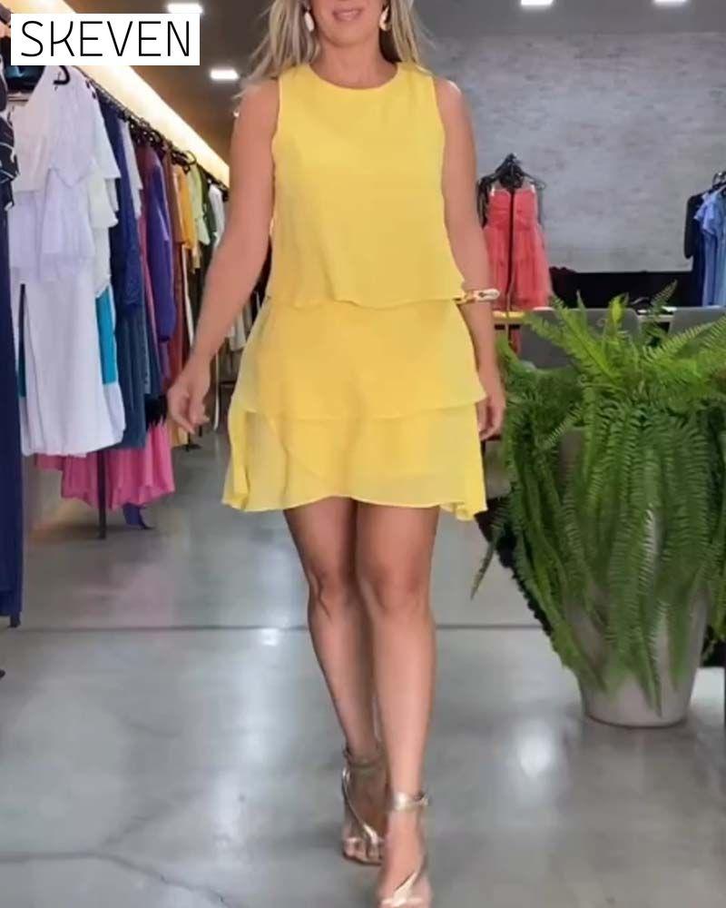 Sleeveless double layer ruffle dress