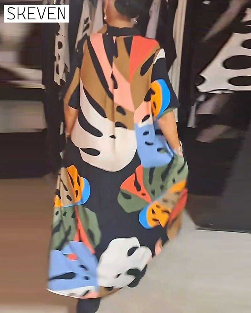 Casual lapel printed dress