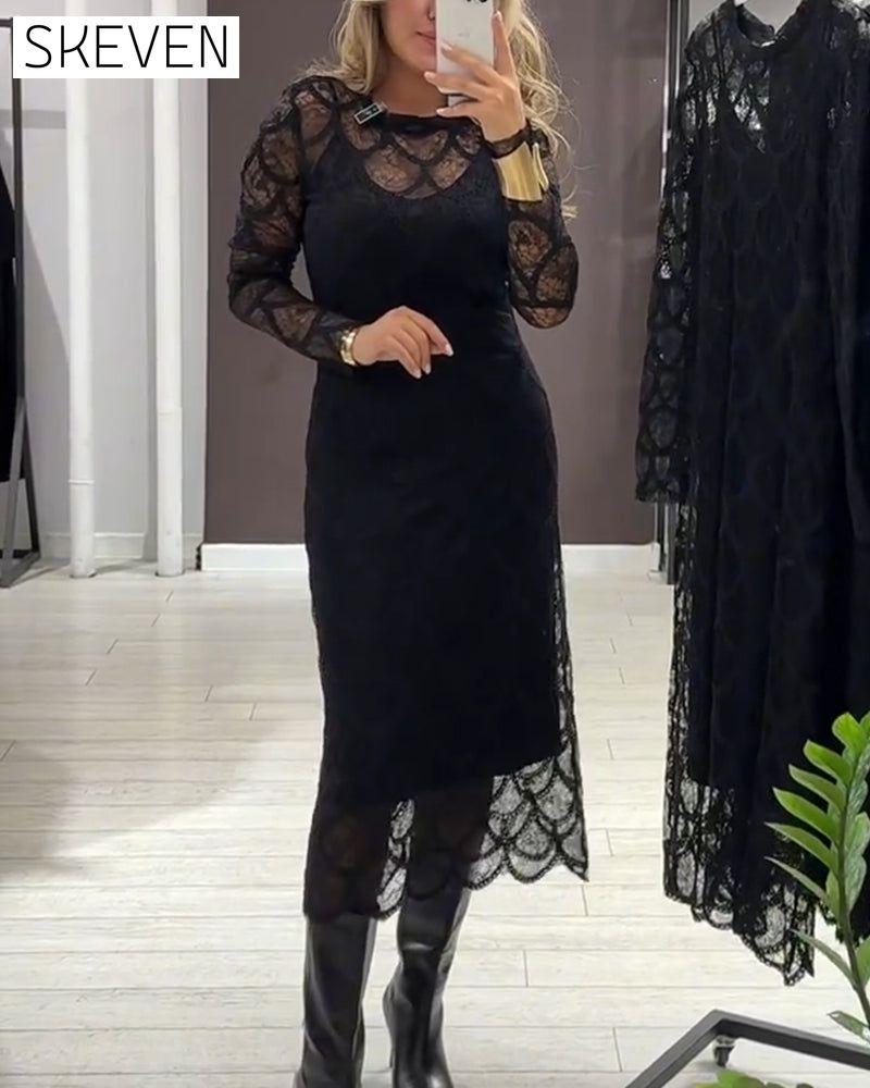 Spitzen-Cover-Up &amp; Cami-Kleid-Set