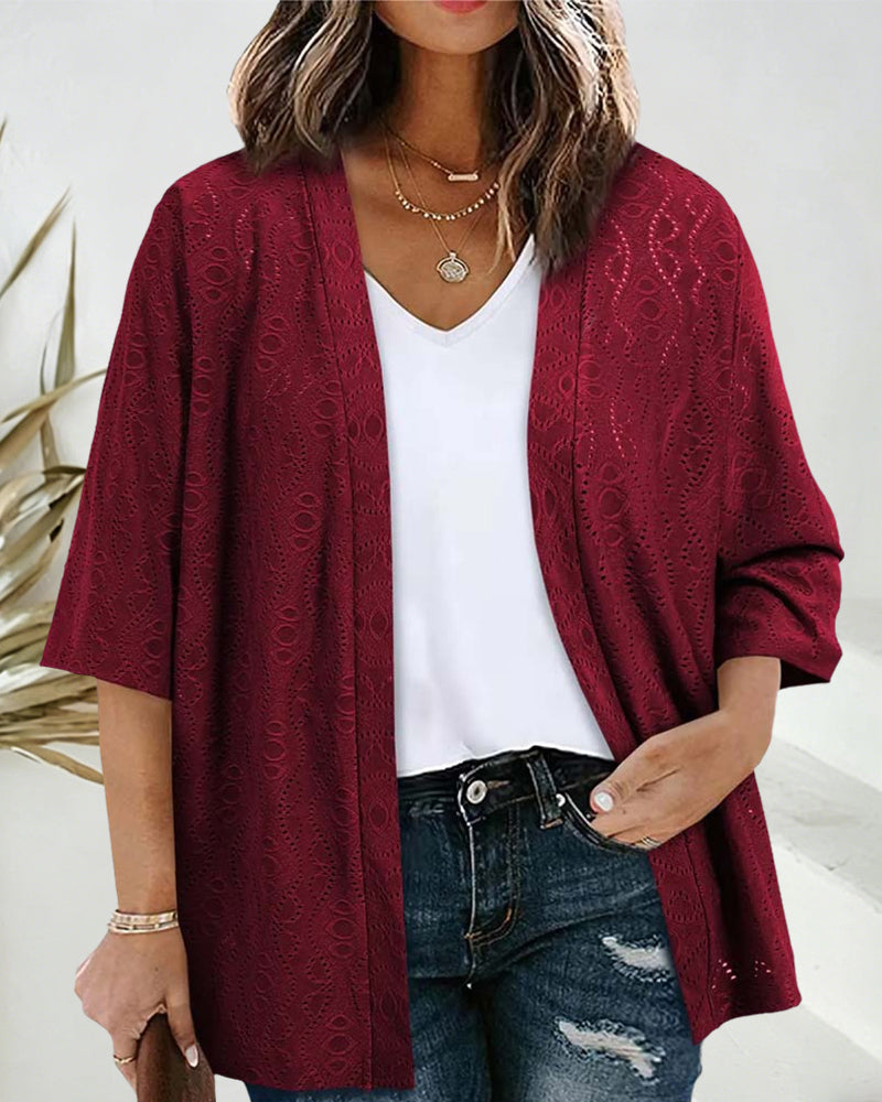 Hollow Out Short Sleeve Coat
