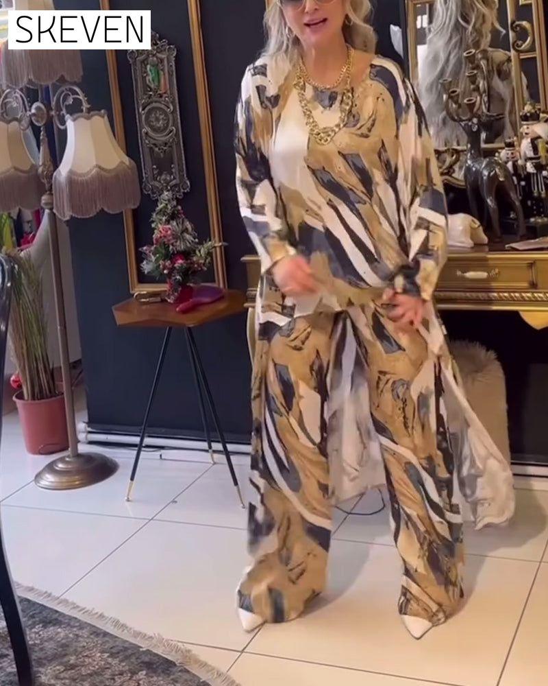 Irregular printed elegant two-piece set