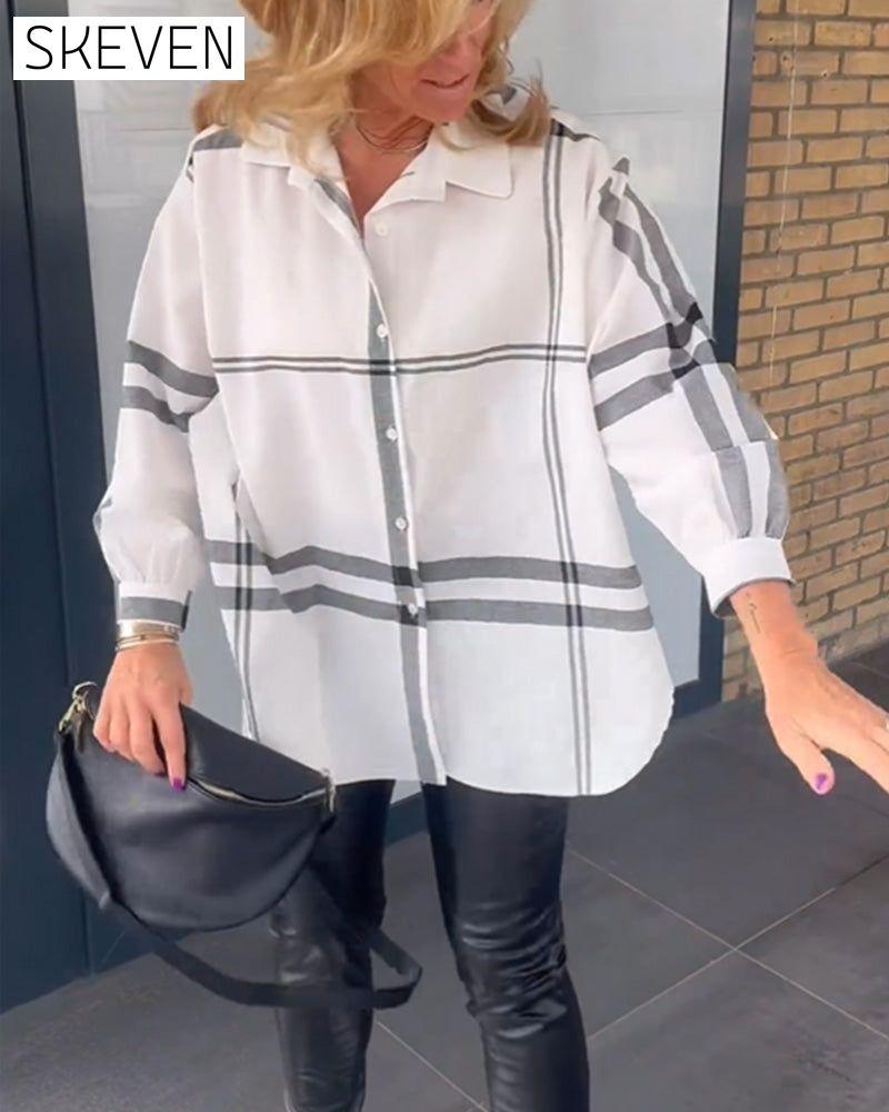 Casual lapel plaid shirt