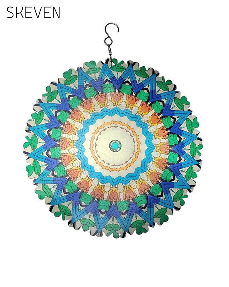 Buntes, sich im Wind drehendes 3D-Mandala