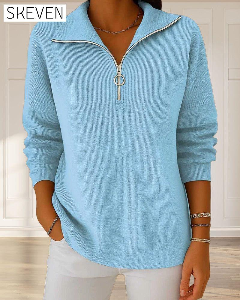 Modischer Pullover mit halbem Reißverschluss