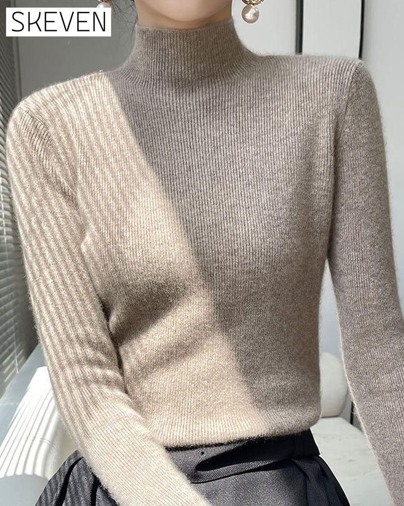 Half-High Neck Knitted Sweater