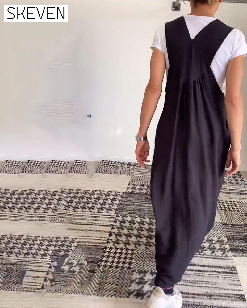 Lässiges einfarbiges Trägerkleid