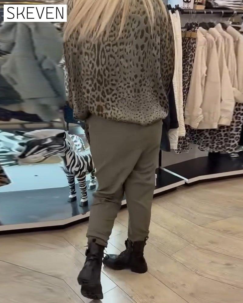 Freizeithose in Unifarbe mit Kordelzug