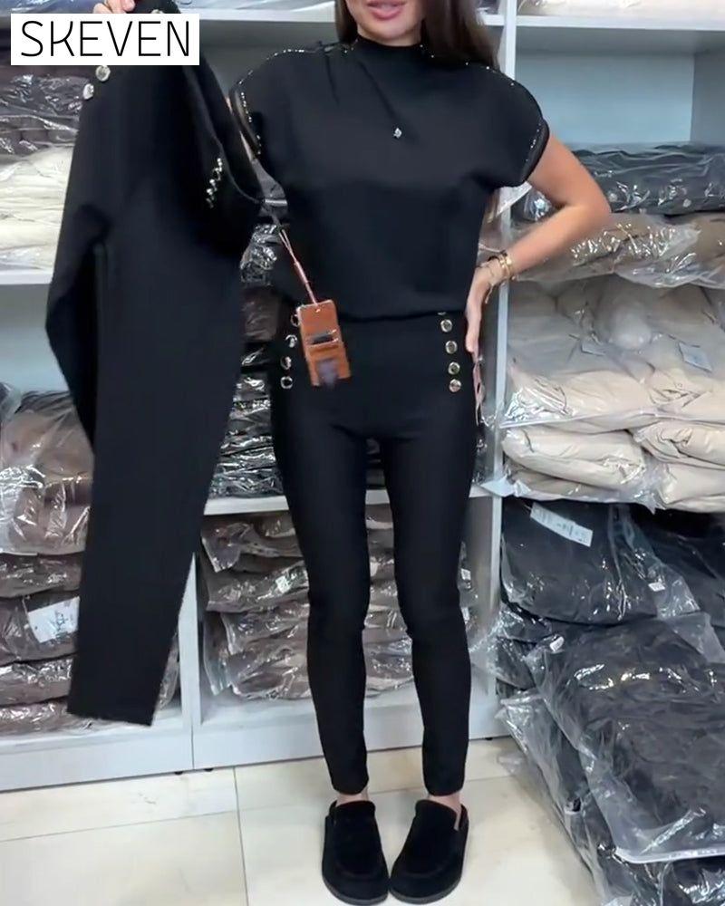 Stylish Button-Up Stretch Pants