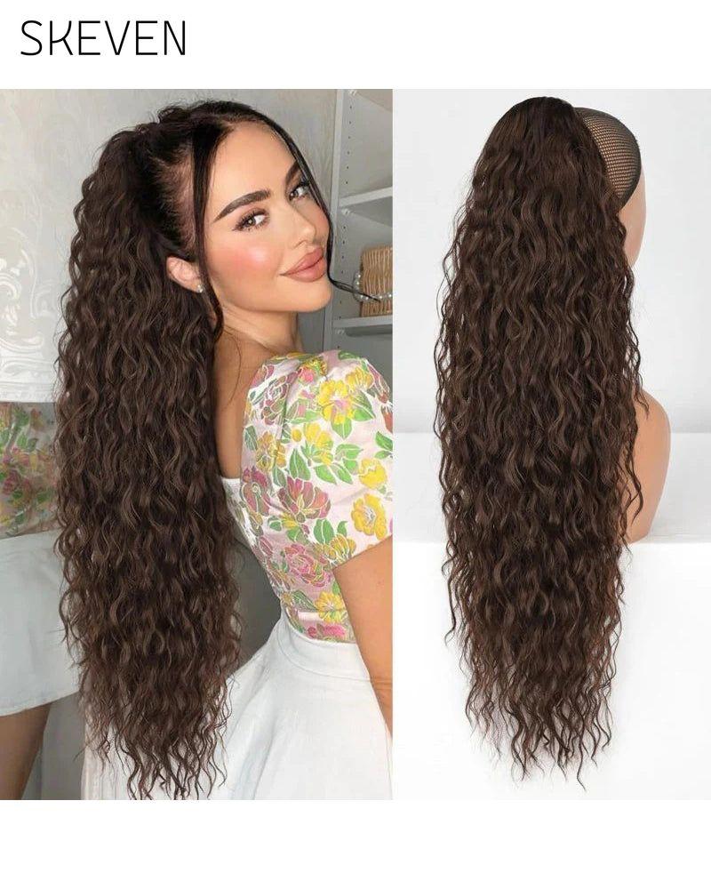 Extension de cheveux bouclés, ondulés et frisés avec queue de cheval