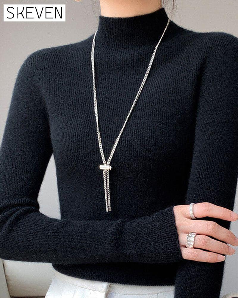 Half-High Neck Knitted Sweater