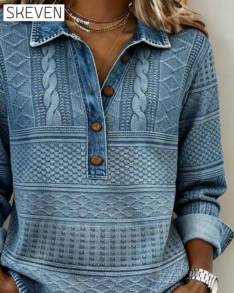 Fashionable Half Button Lapel Sweatshirt