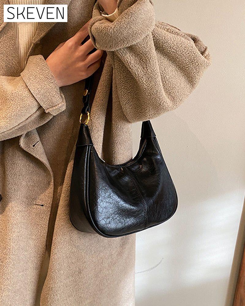 Achseltasche aus gewachstem Leder 