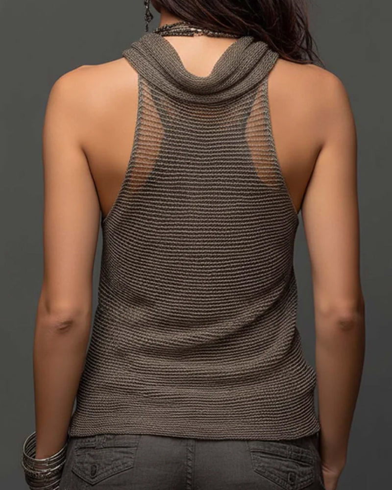 Fashion Halter Cowl Neck Sleeveless Set