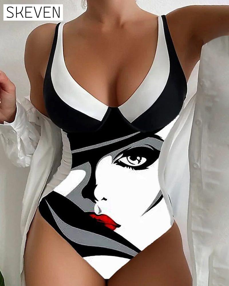 Print one piece swimsuit