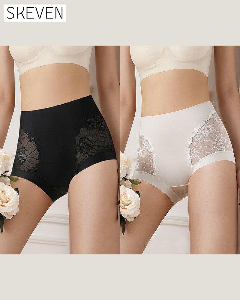 Sous-vêtements en dentelle extensible sans coutures à taille haute pour femmes