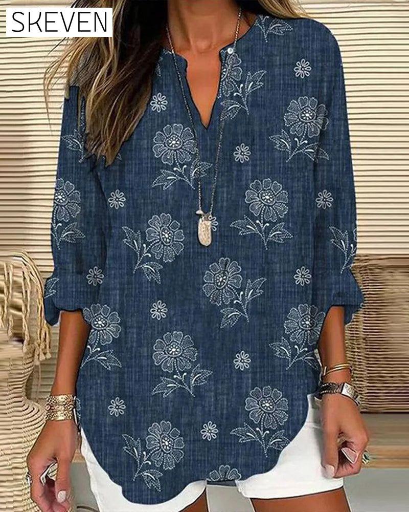 blouse décontractée à imprimé floral
