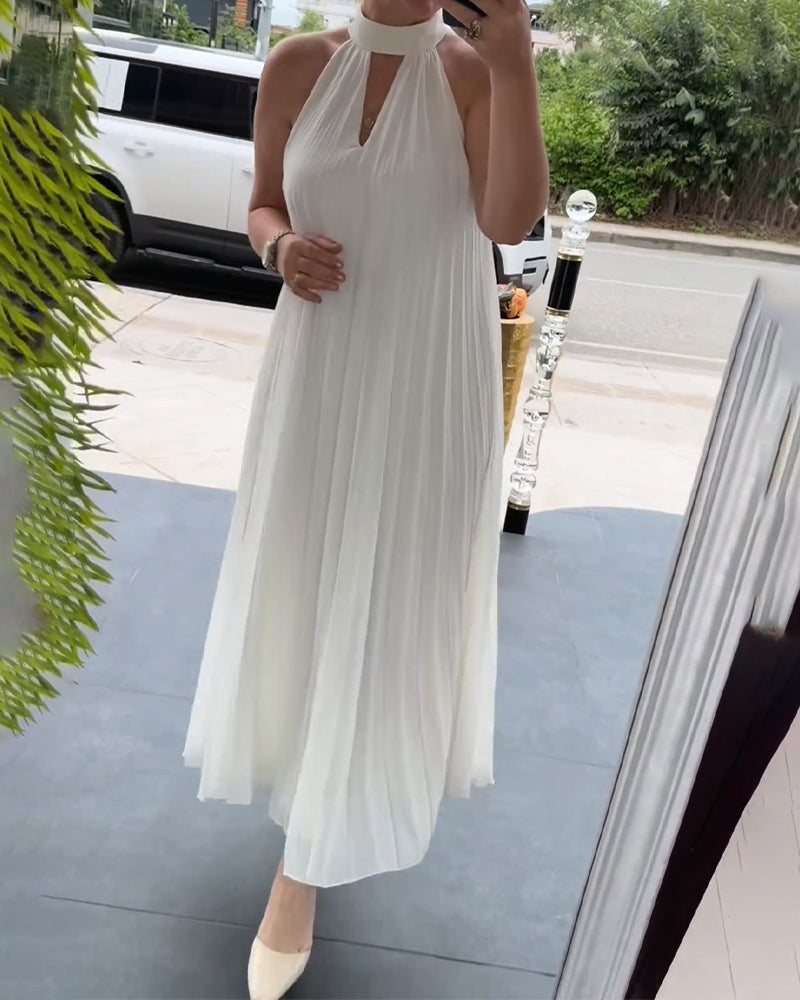 Halter Shirred Elegant Dress