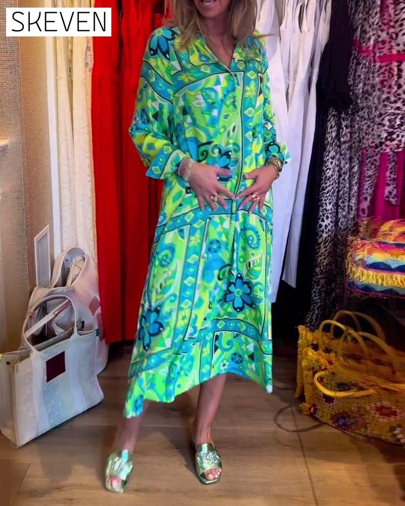 Loose printed pocket dress