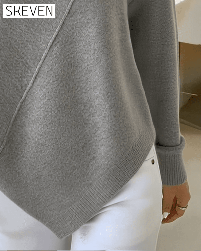 Asymmetrical Cowl Neck Pullover