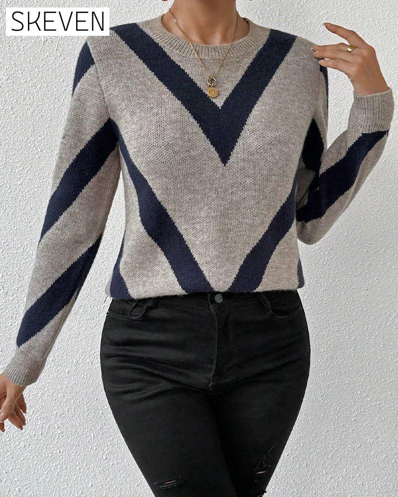 Pullover mit geometrischem Muster und Rundhalsausschnitt