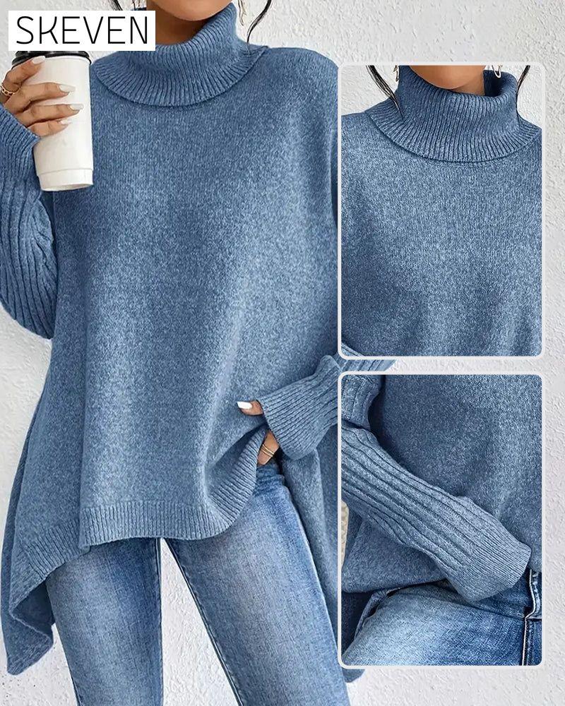 High Collar Irregular Loose Sweater