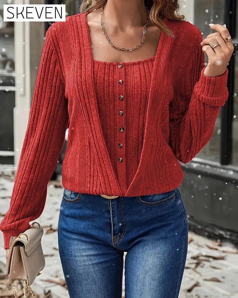 Zweiteiliger Strickpullover mit Fake-Optik