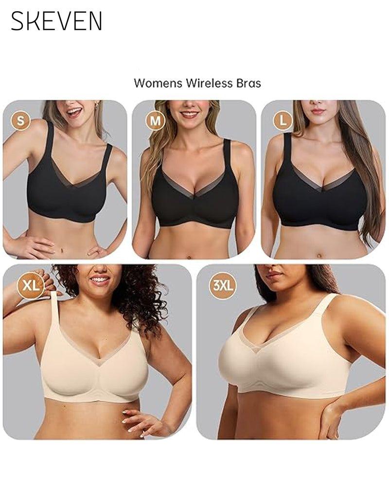 Womens Wireless Bras V Mesh Comfortable Bralette Supportive