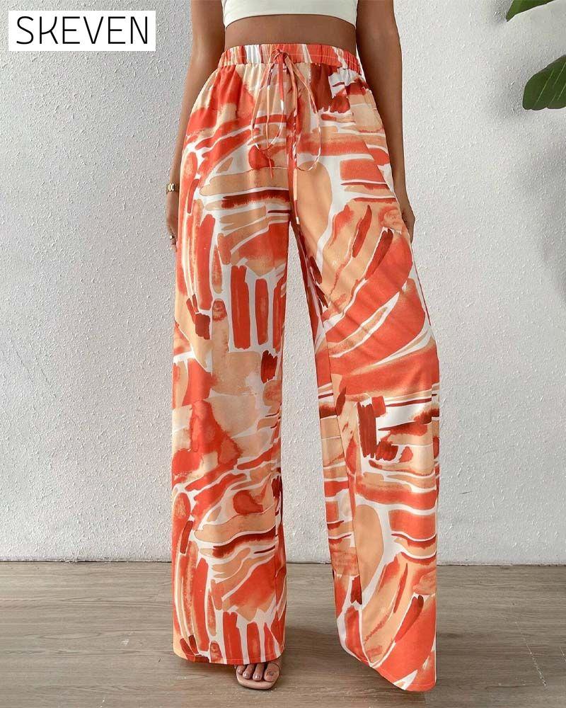 Casual printed wide-leg pants