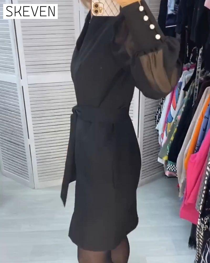 Robe décontractée transparente à col en V