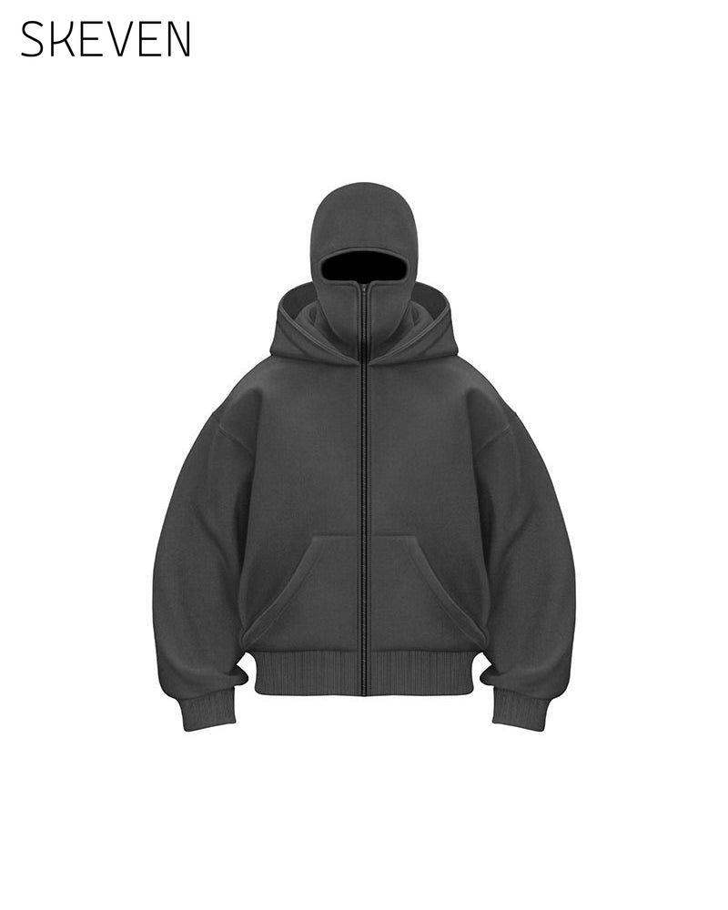 Unisex-Sweatshirt mit doppelter Kapuze und Reißverschluss