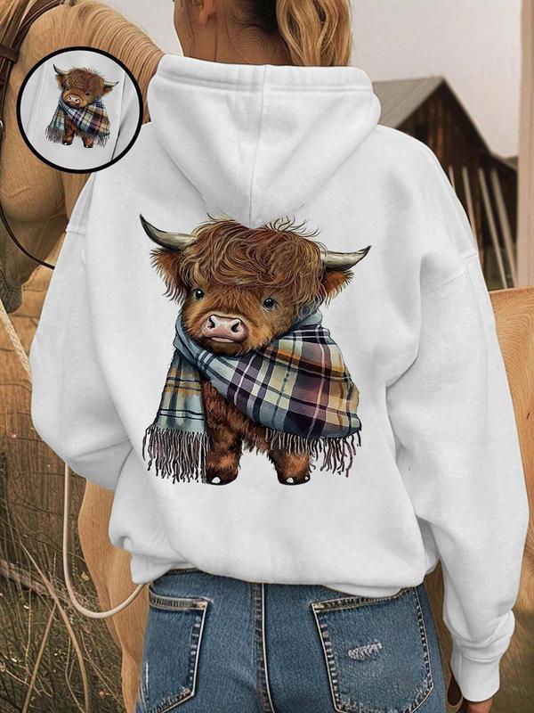 🎄🎅2026 CHRISTMAS SALE 70% OFF!!🎁Cute Highland Cow Cozy Fleece-Lined Hooded Sweatshirt🦬