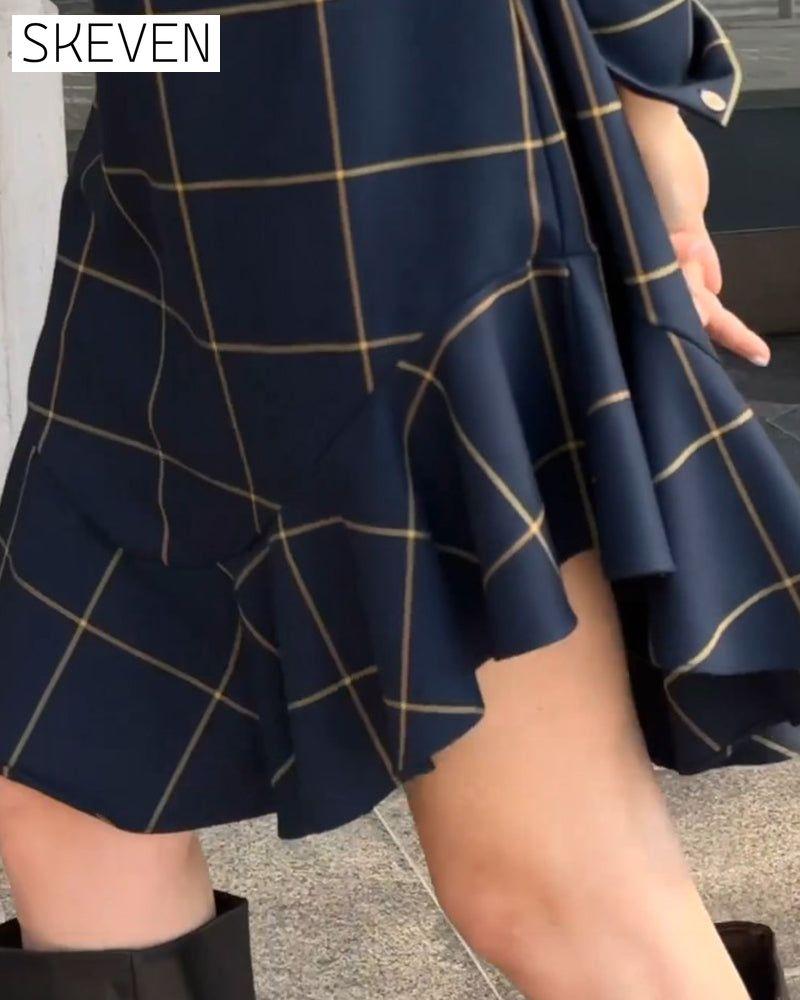 Vintage-Kleid mit Rundhalsausschnitt und Karomuster